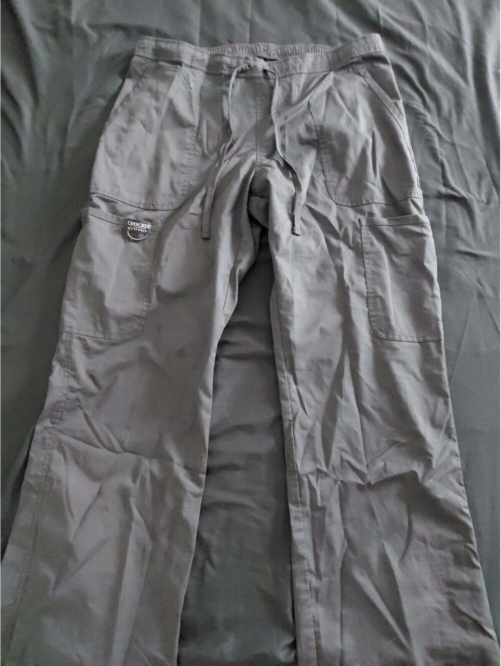Cherokee WW120 Womens Scrub Pants Medium Pewter Drawstring Used